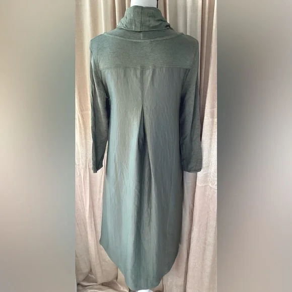 Anthropologie green long sleeves dress cowl neck. M